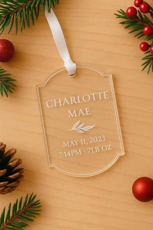 Personalized Birth Stat Flower Ornament