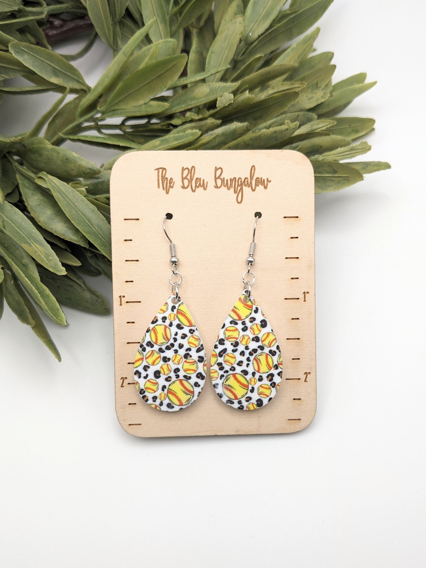 Leopard Print Softball Earrings