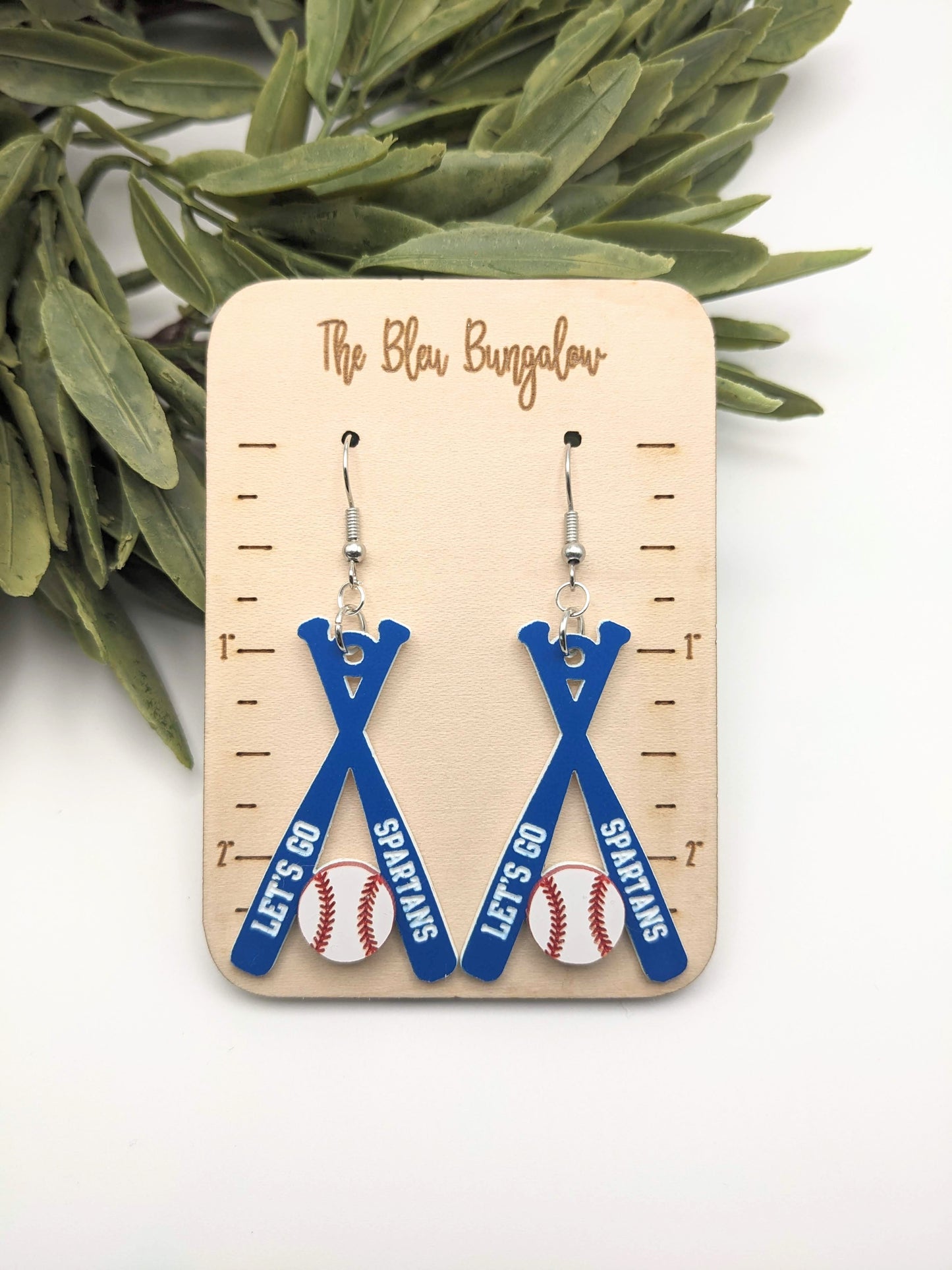 Let's Go Spartans Baseball Bat Earrings
