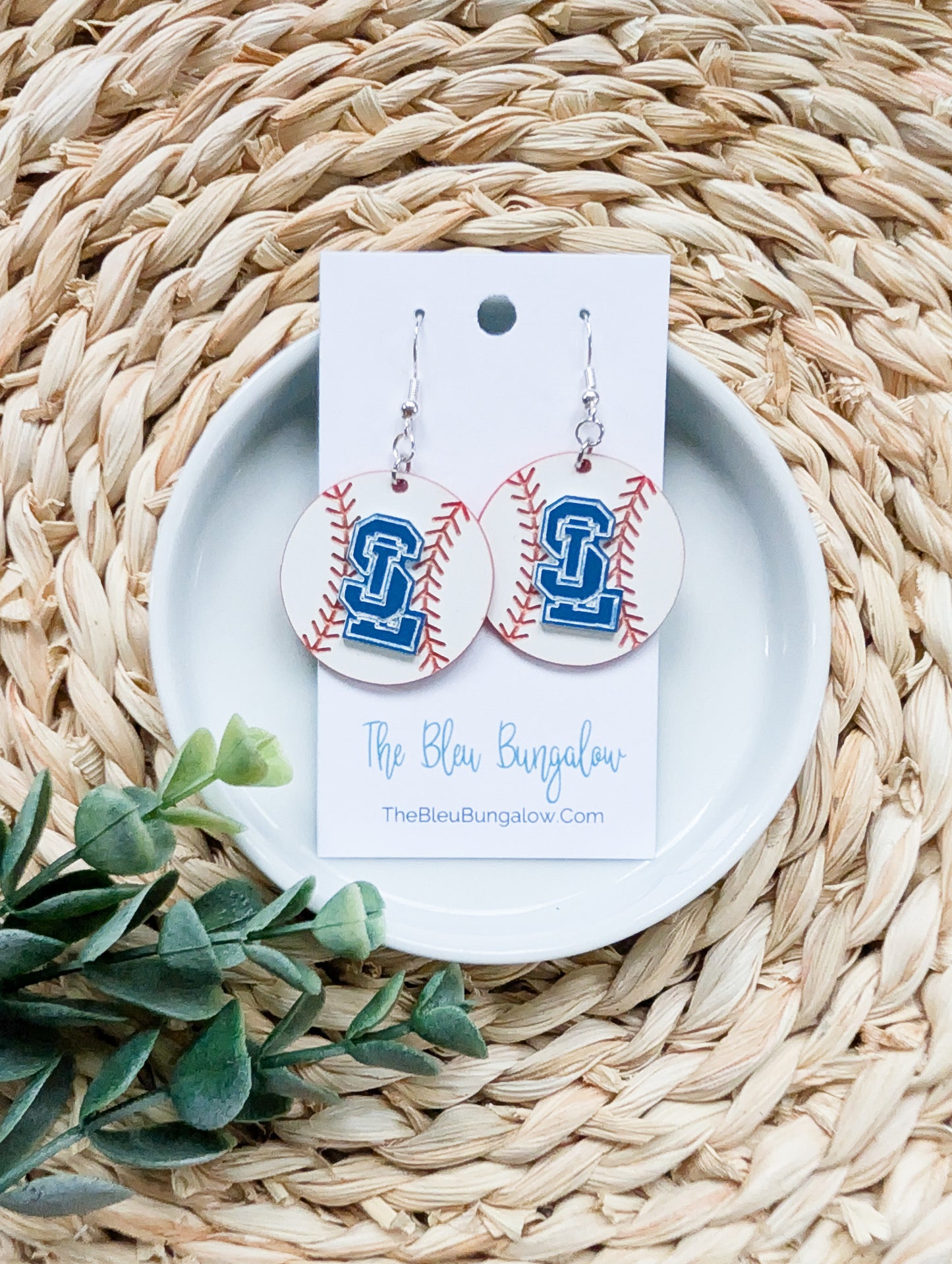 SL Baseball Round Acrylic Earrings