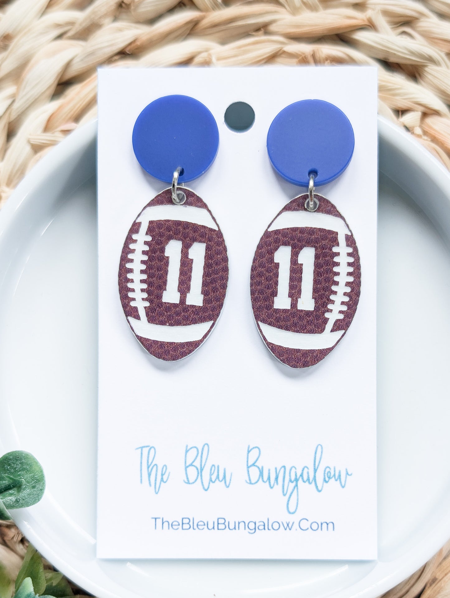 Custom Number Football Texture Earrings