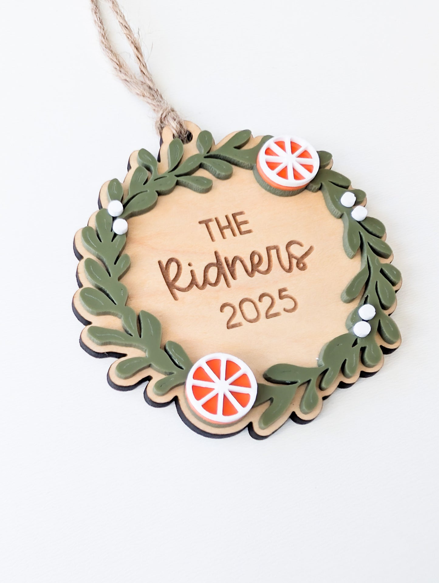 Personalized Family Wreath Ornament