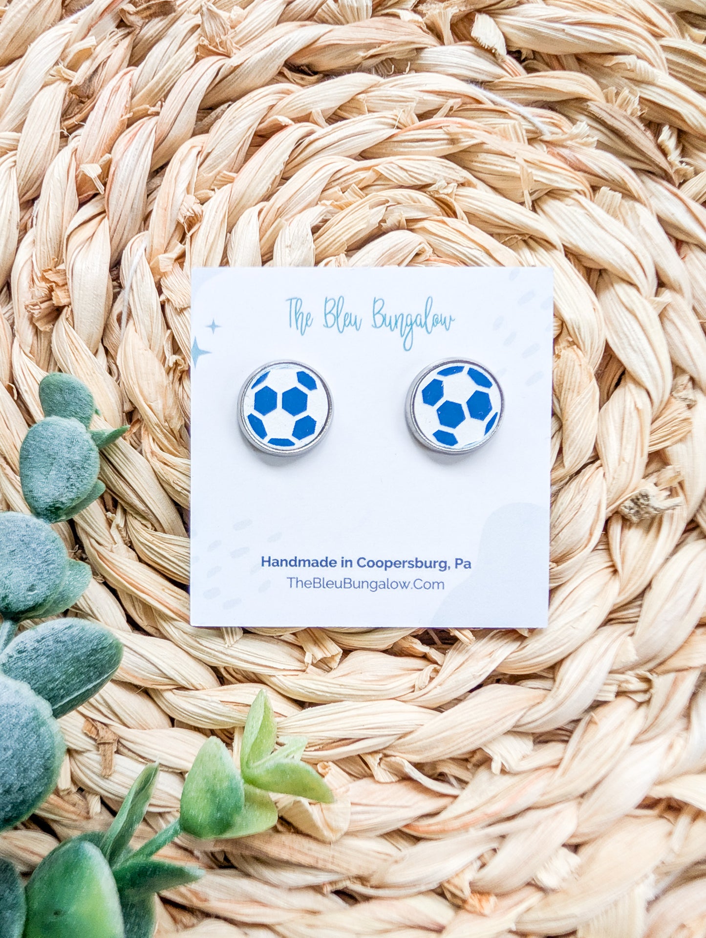 Blue and White Soccer Studs