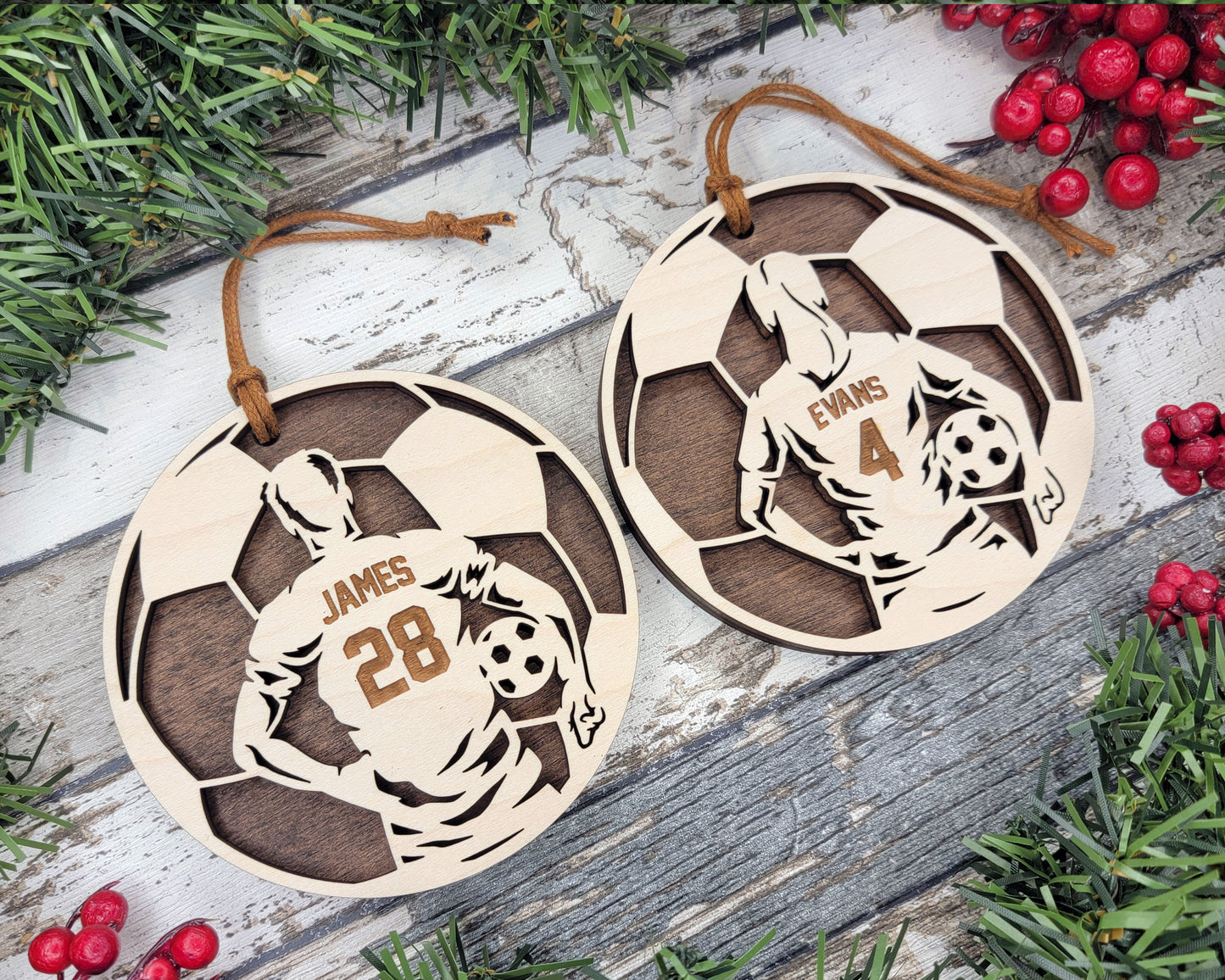 Personalized Wooden Soccer Ornament
