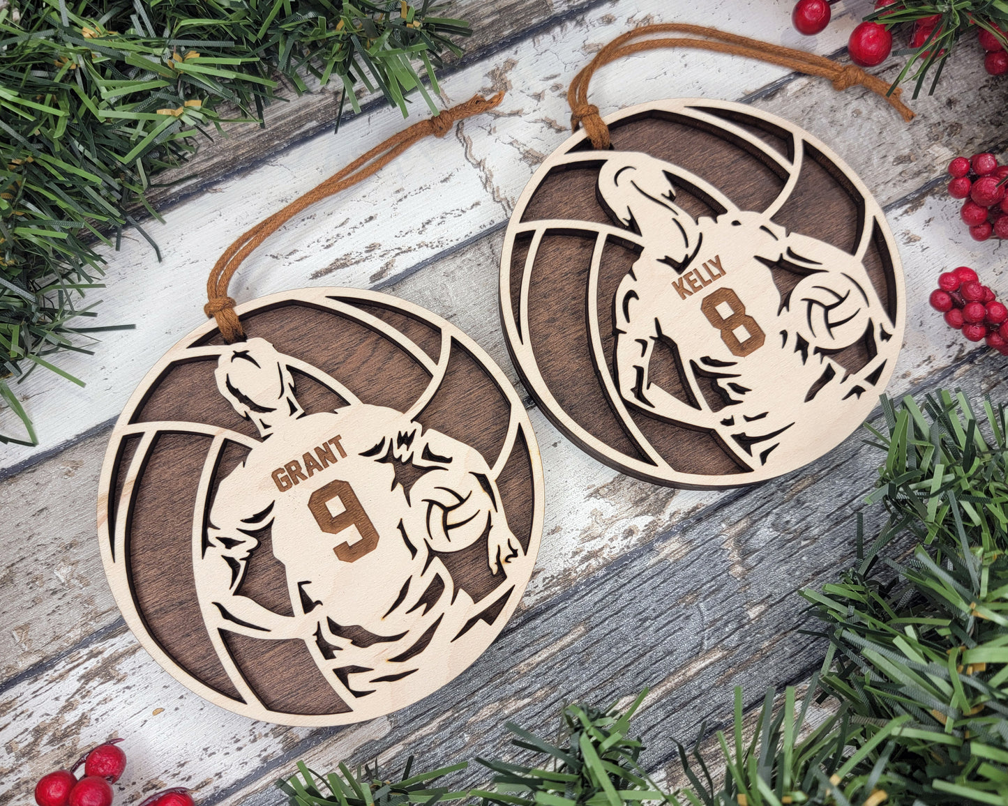 Personalized Wooden Volleyball Ornament