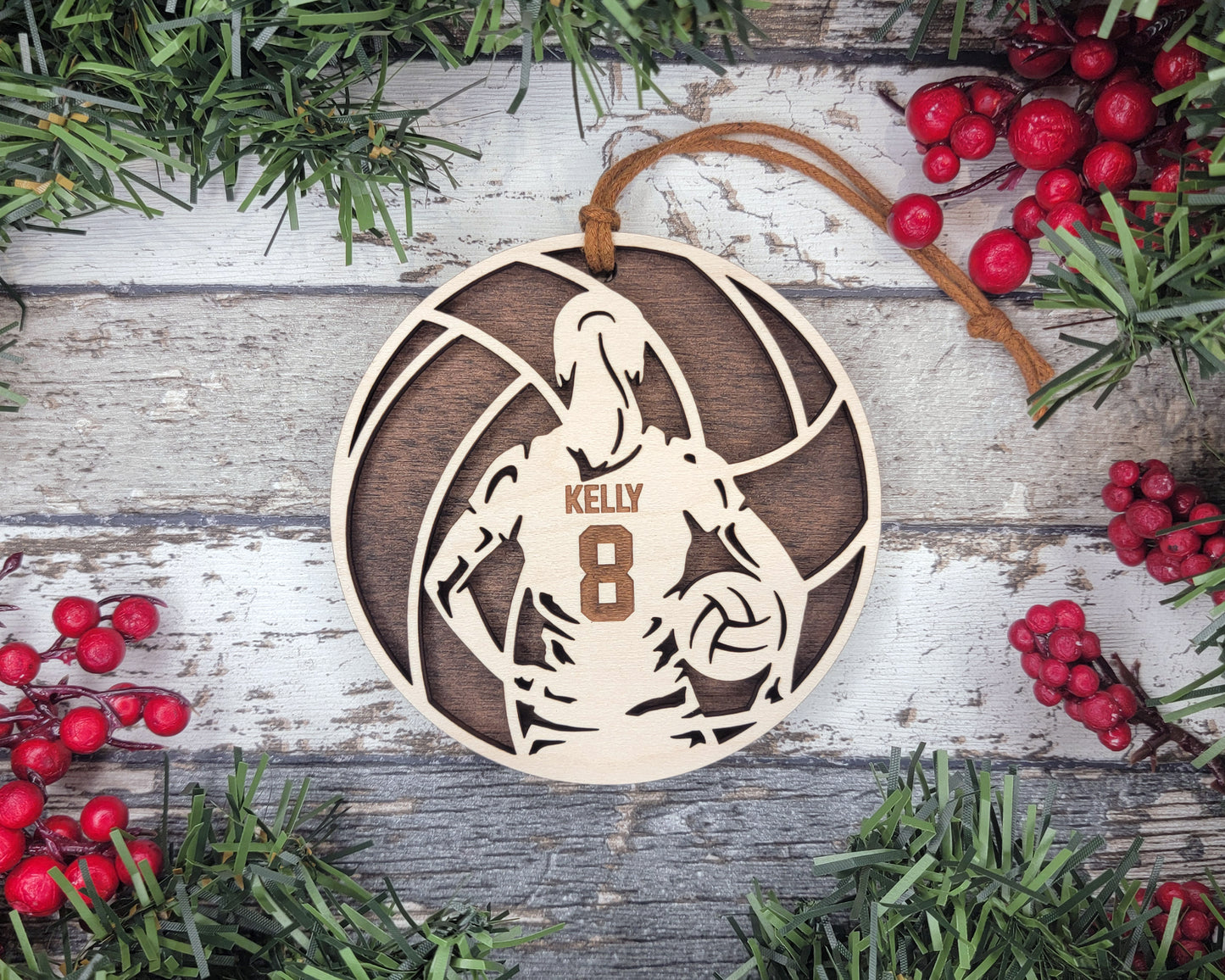 Personalized Wooden Volleyball Ornament