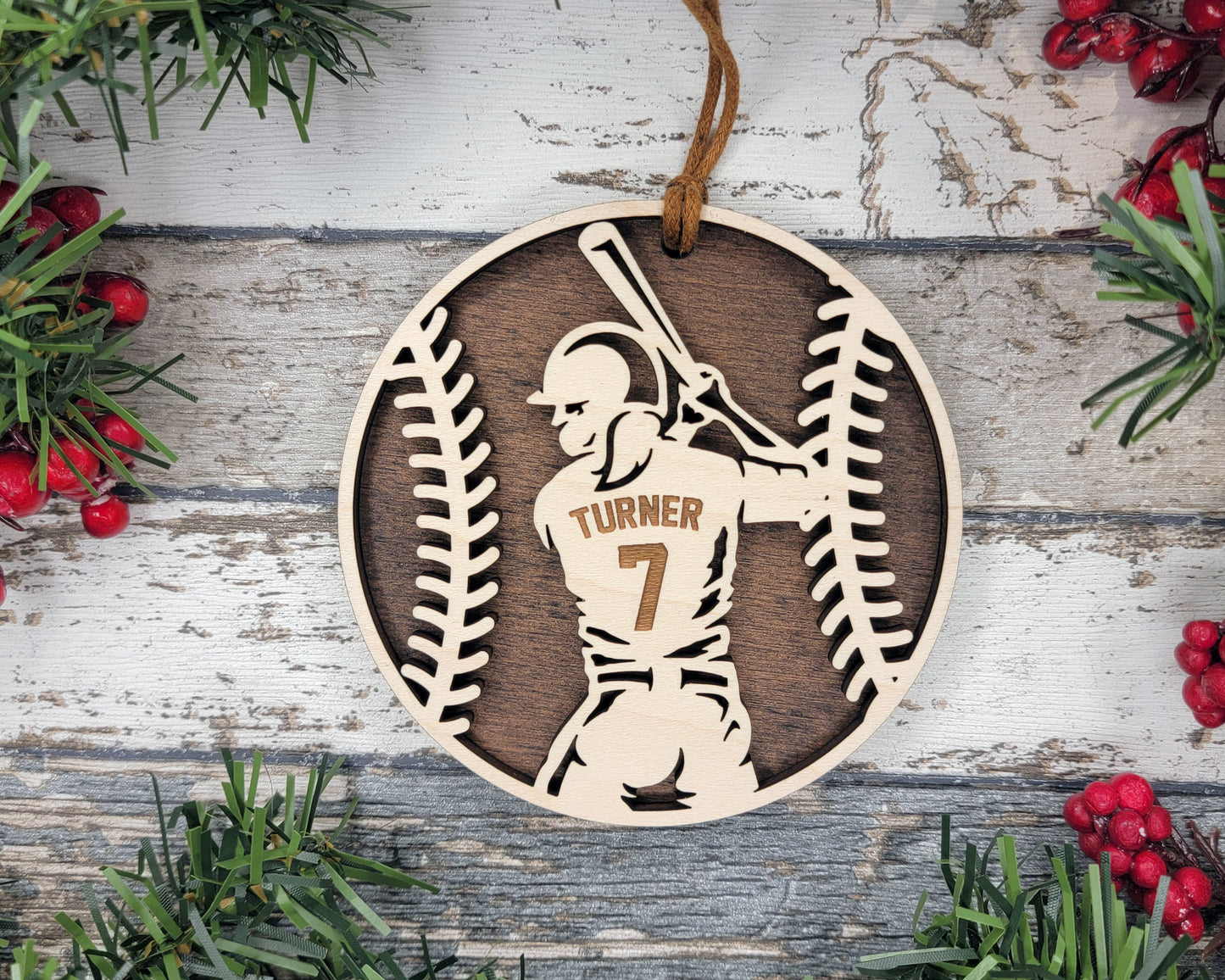 Personalized Wooden Baseball/Softball Ornament