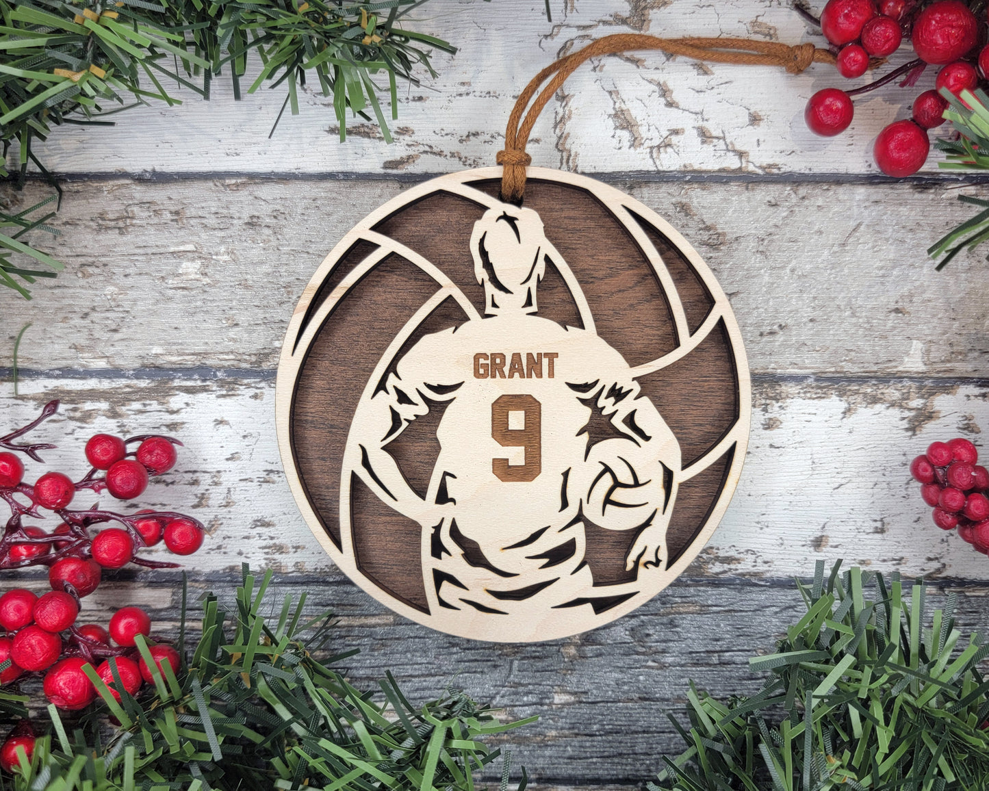 Personalized Wooden Volleyball Ornament