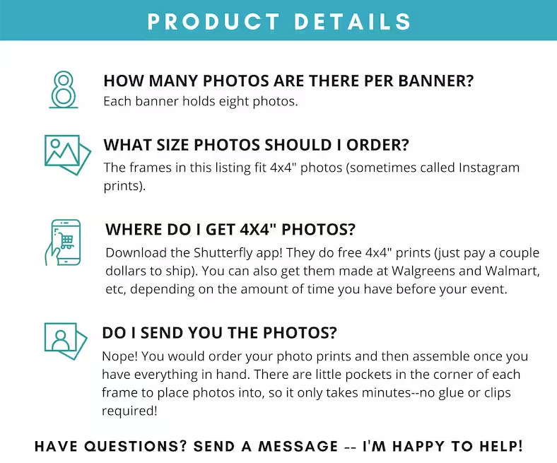 Photo Banner for Bridal Showers, Birthday Parties, Engagement Parties, Anniversary Parties, Graduation, Etc.