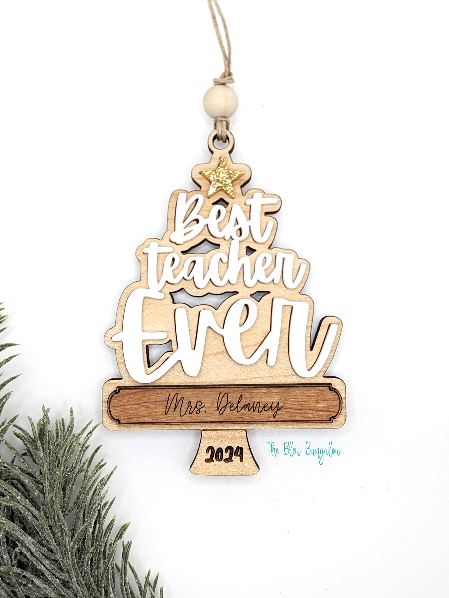 Personalized Best Teacher Ever Ornament