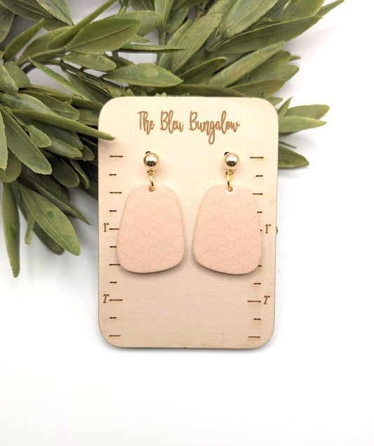 Pink and Cream Arches Organic Shape Earrings