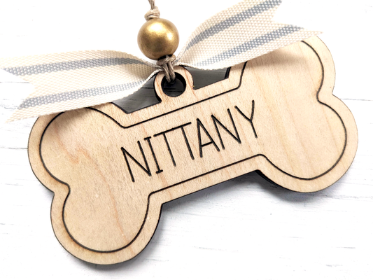 Personalized Wooden Dog Bone Ornament