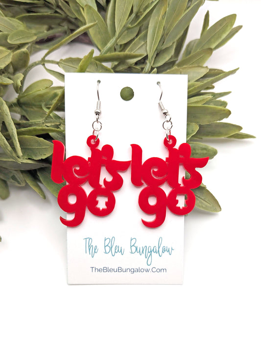 Let's Go Red Acrylic Dangle Earrings