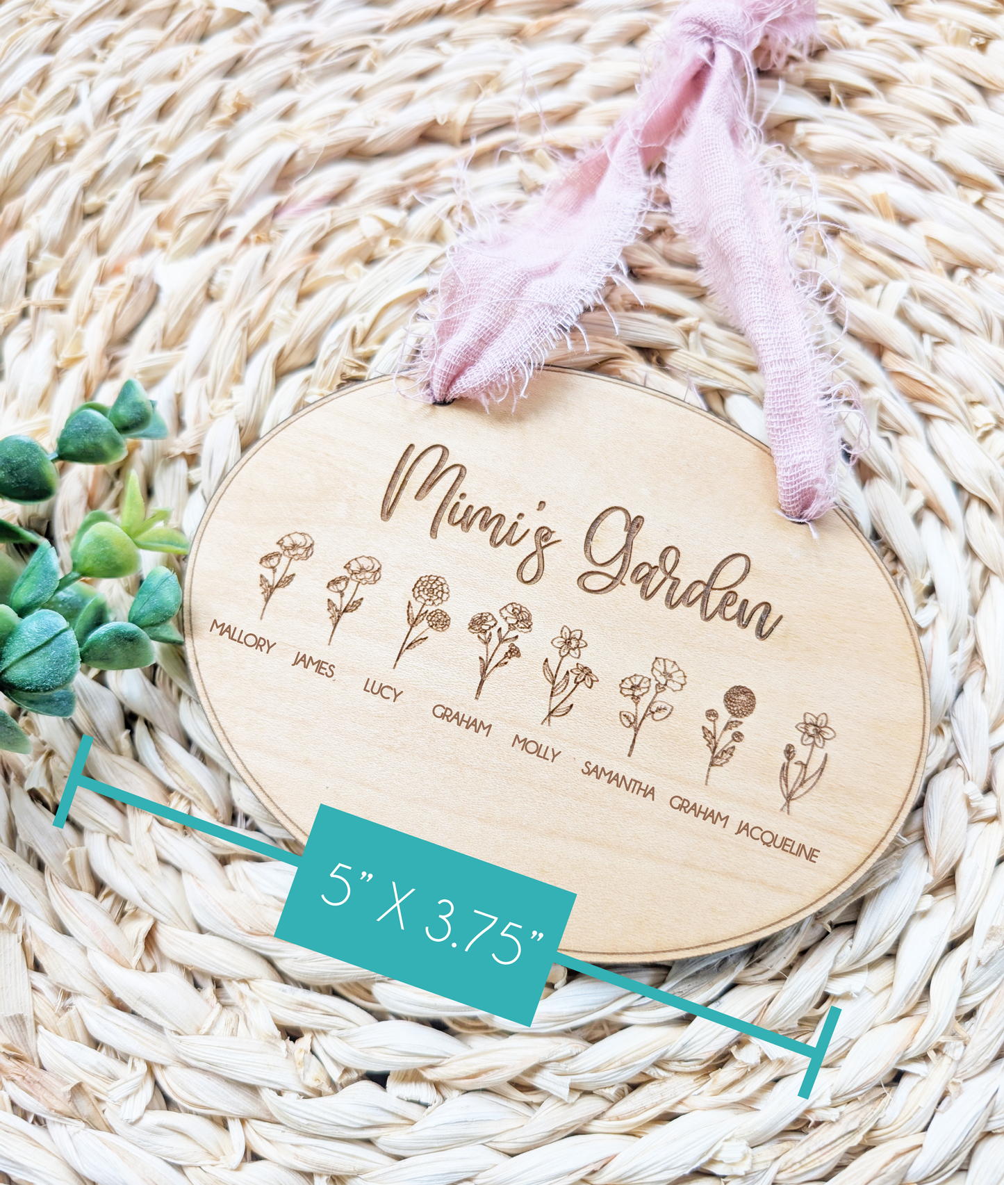 Personalized Wooden Birth Flower Mini Wall Hanging