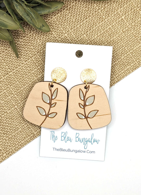 Leaf Painted Earrings with Bronze Accent