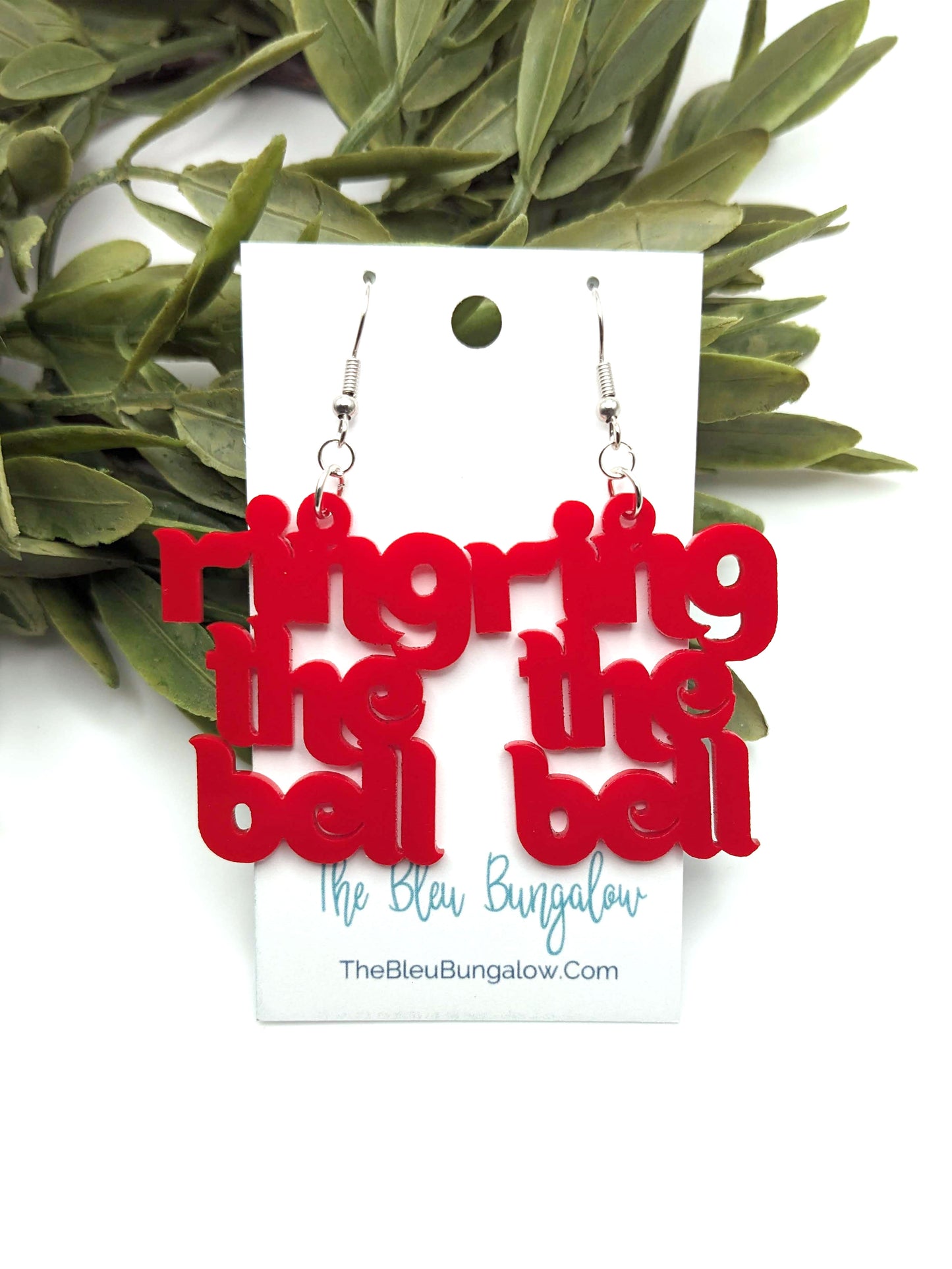 Ring the Bell Red Acrylic Dangle Earrings