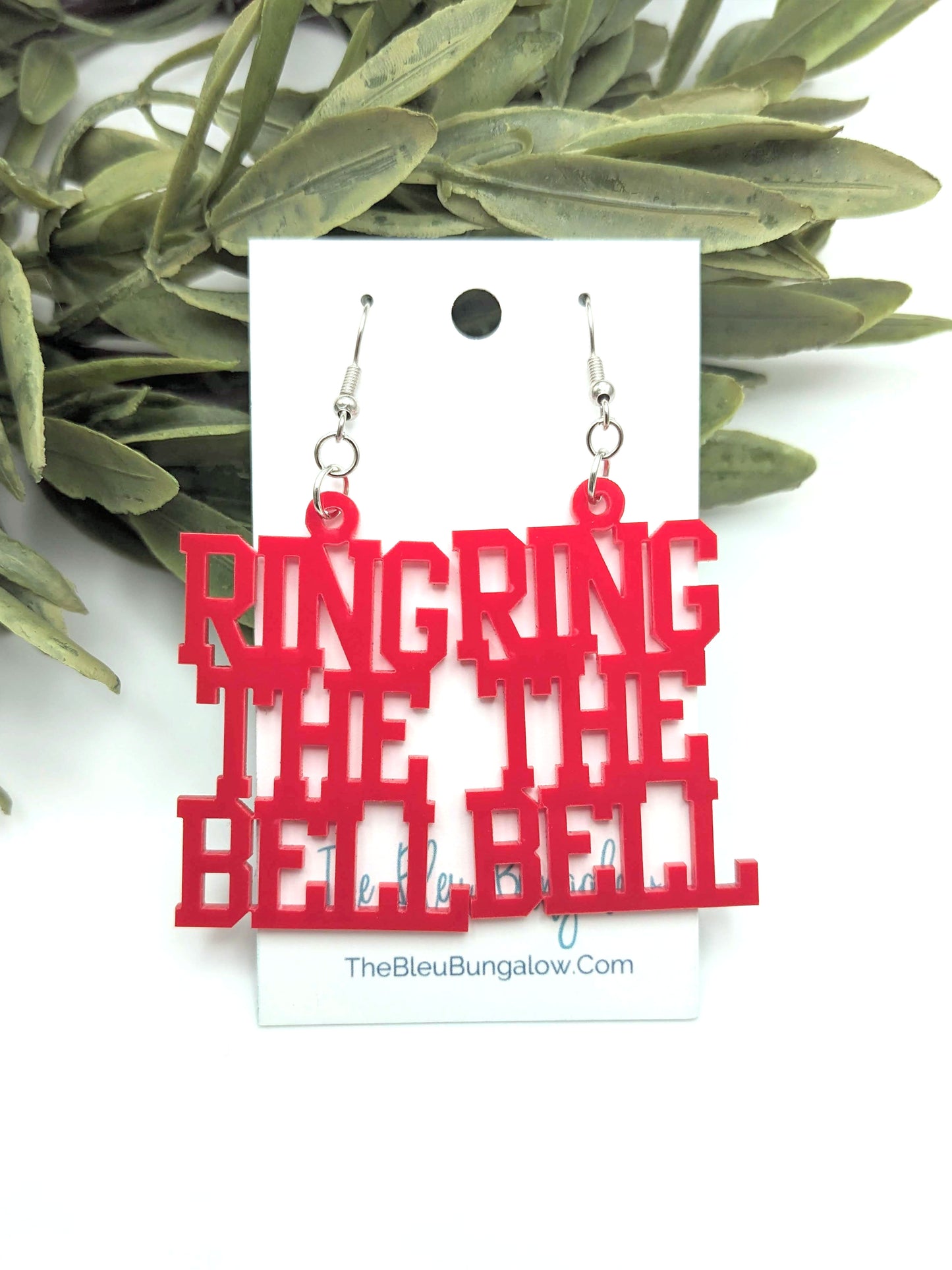 Ring the Bell Red Acrylic Dangle Earrings