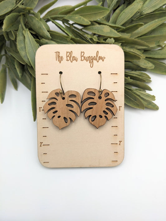 Wooden Monstera Leaf Dangles
