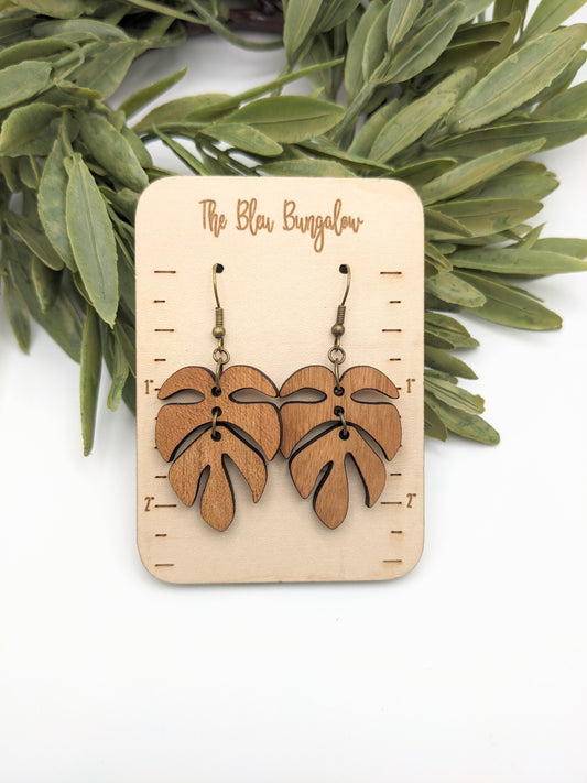 Wooden Tiered Monstera Leaf Dangles