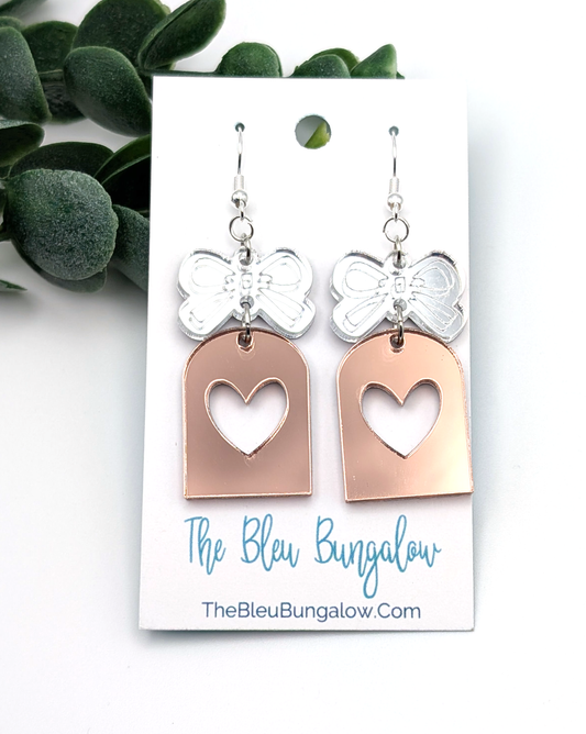 Arched Heart + Bow Valentine's Day Earrings