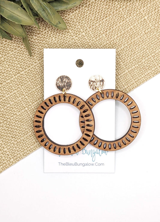 Round Cutout Earrings with Brass Stud Connector