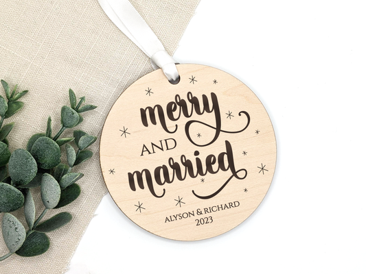 Merry and Married Custom Ornament