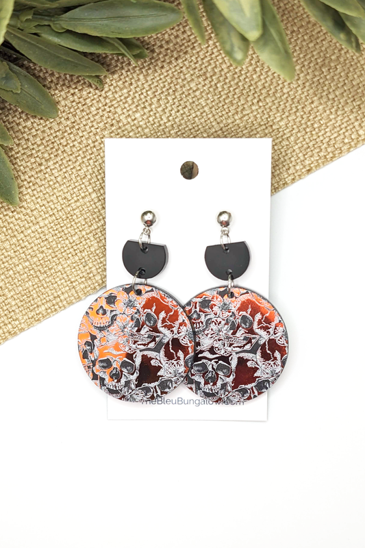 Skull Pattern Earrings on Mirror Acrylic