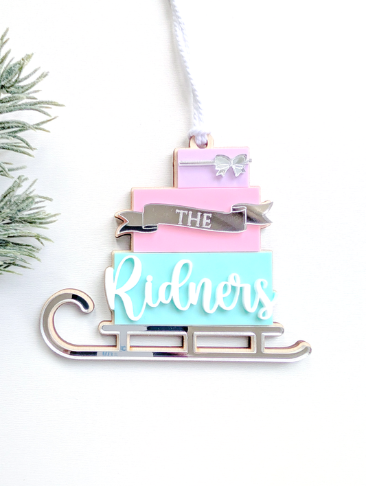 Personalized Family Sleigh Ornament