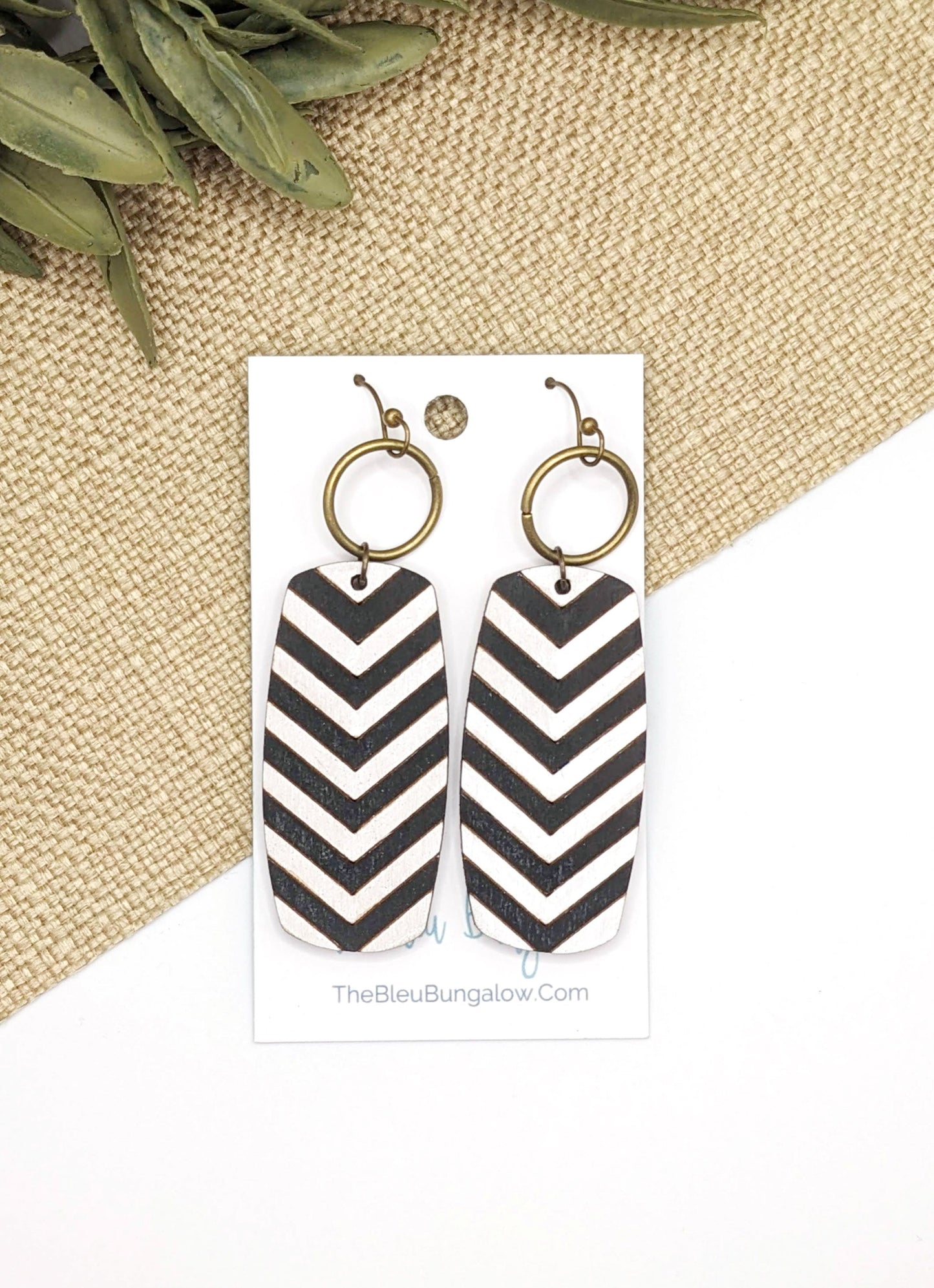 Tribal Black and White Painted Earrings