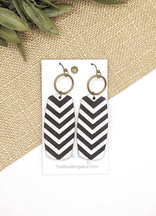 Tribal Black and White Painted Earrings
