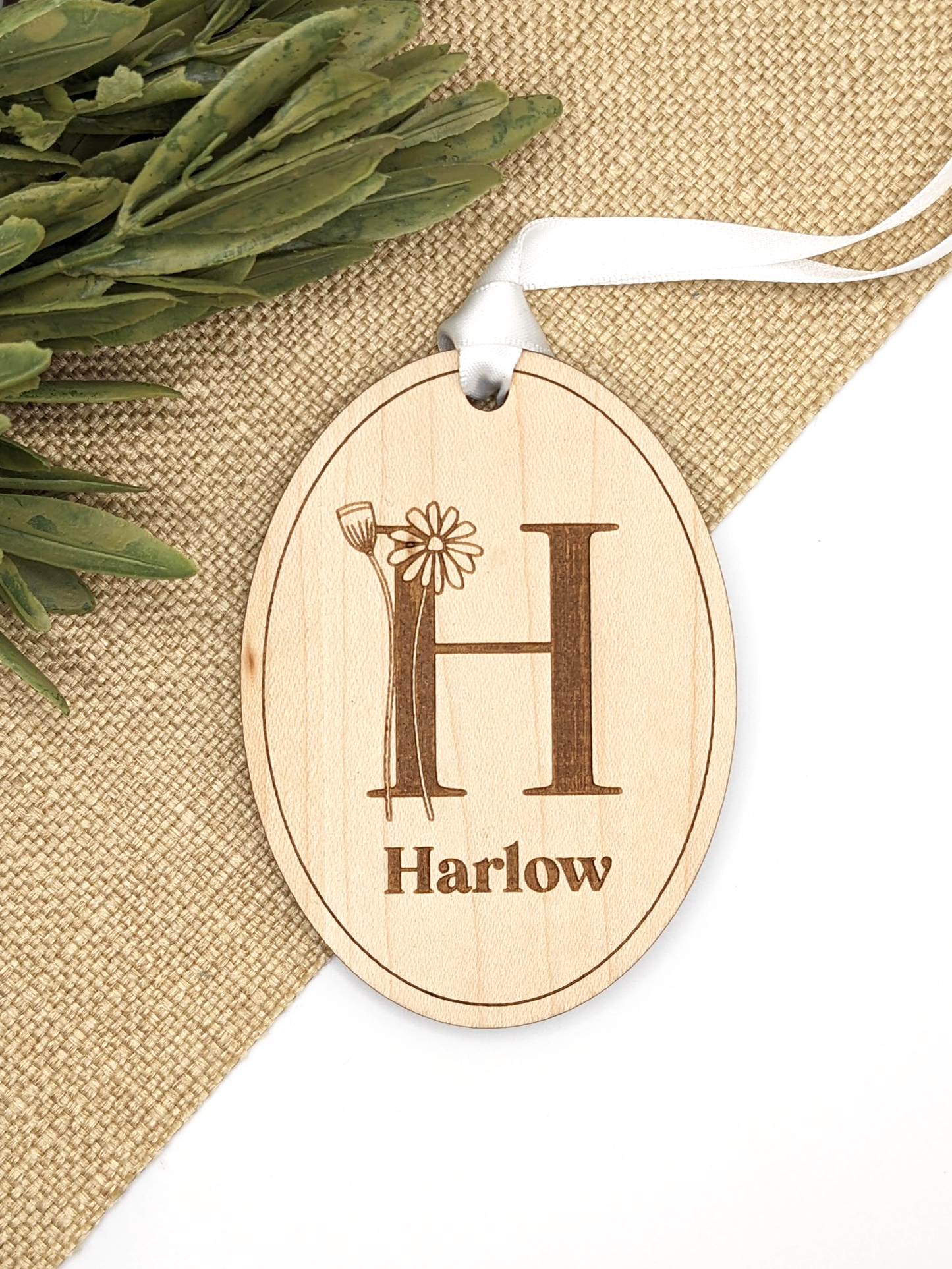 Personalized Wildflower Initial Ornament