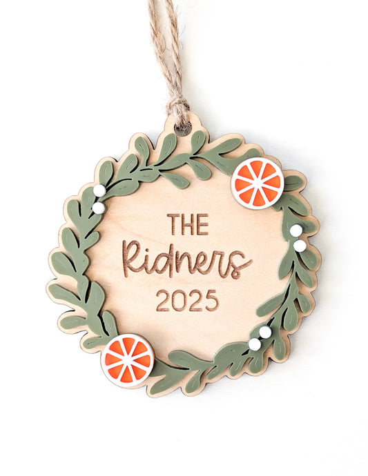 Personalized Family Wreath Ornament
