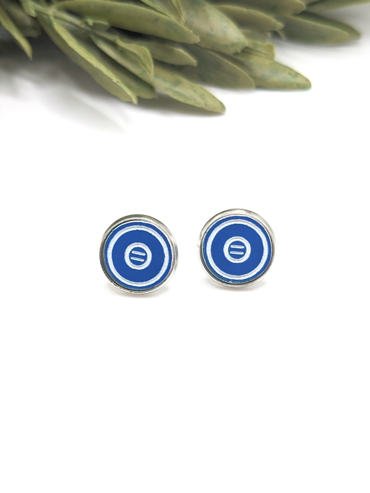 Blue Wrestling Mat Stud Earrings