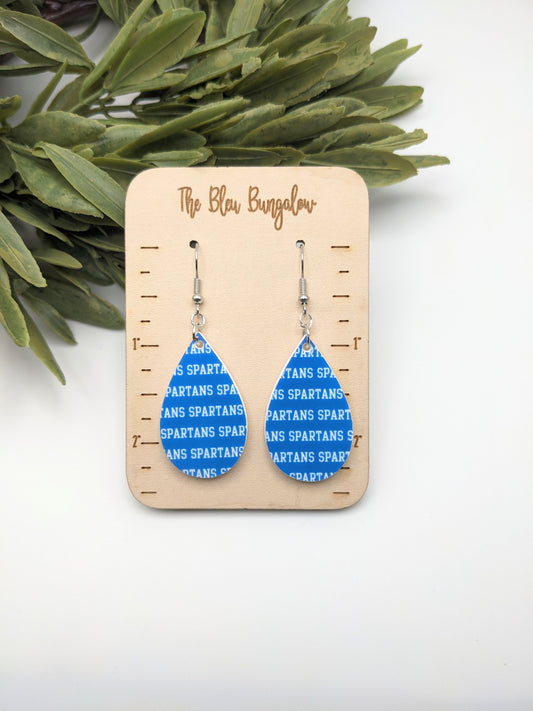 Blue Spartan Print Earrings