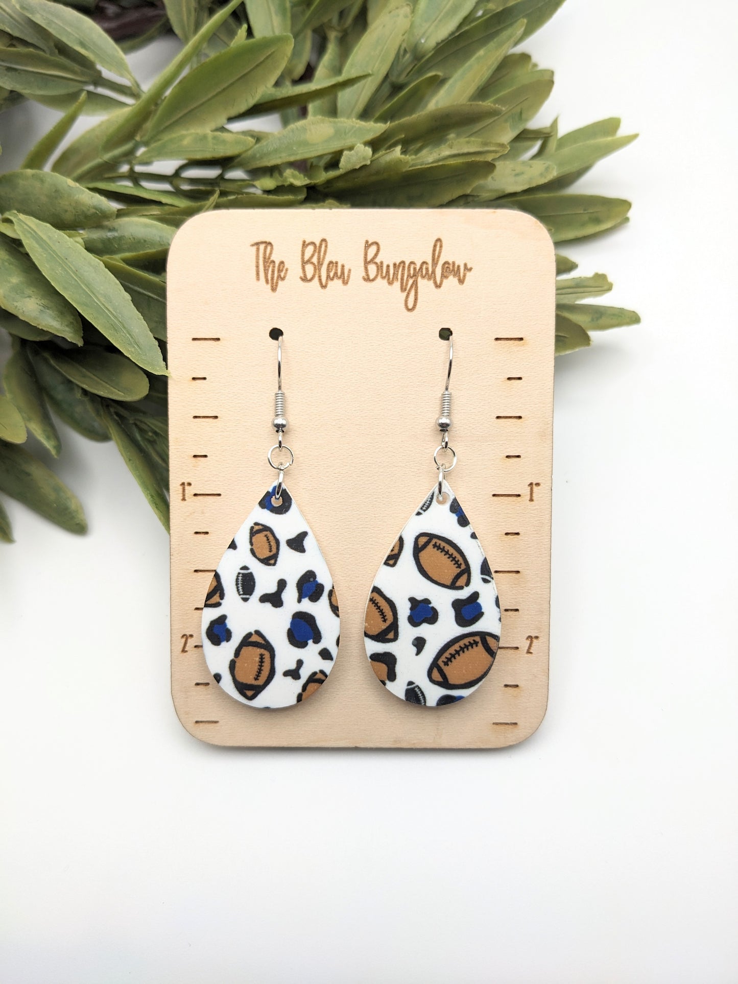 Leopard Print Football Earrings
