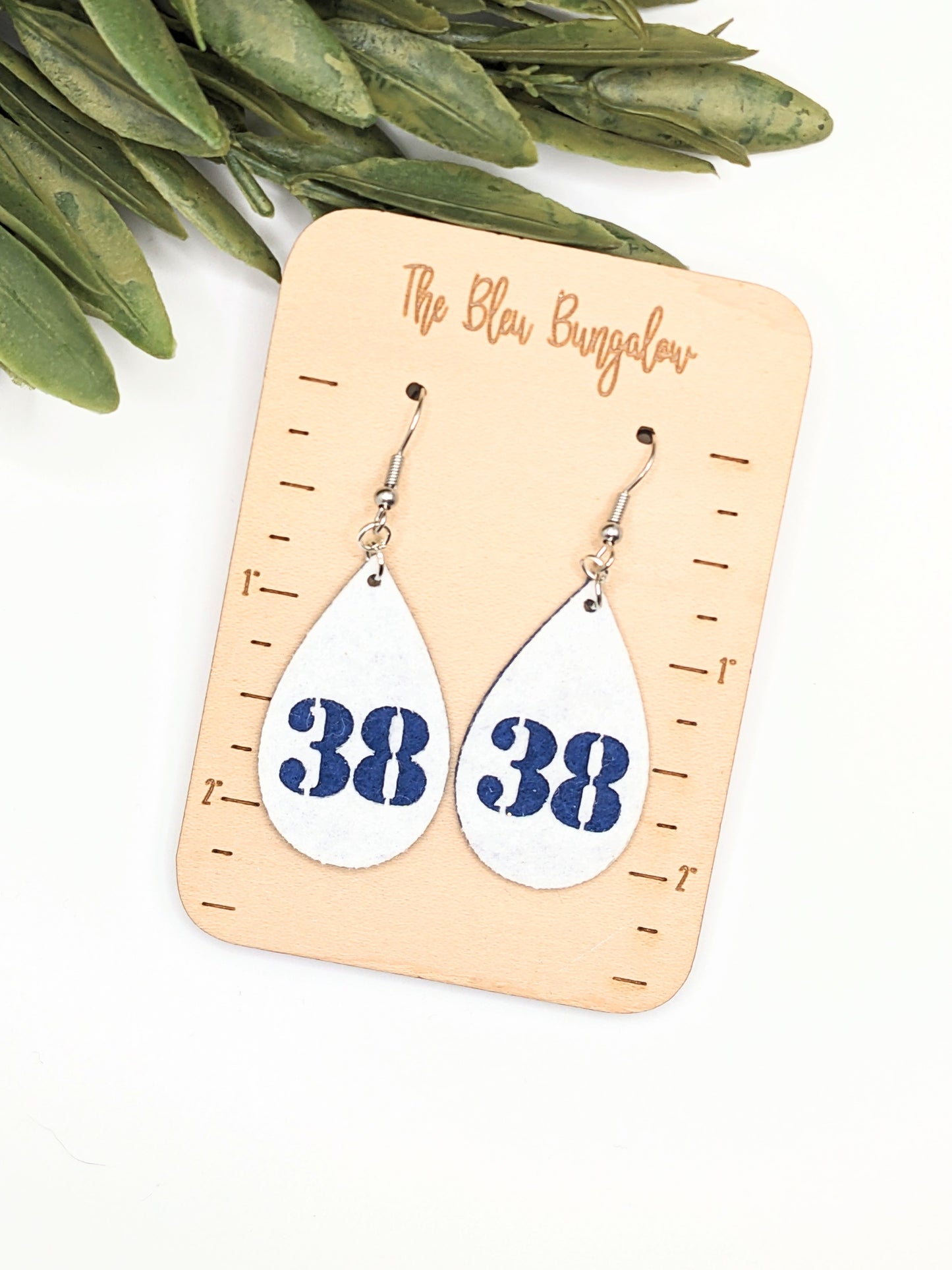 Custom Felt Number Teardrop Earrings