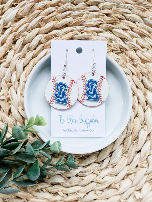 SL Baseball Round Acrylic Earrings