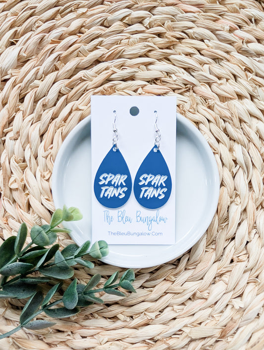 Blue + White Spartan Teardrop Earrings