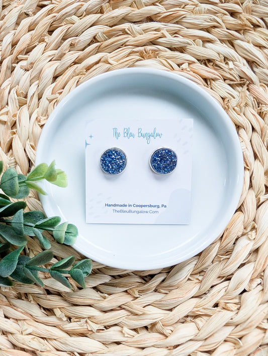 Blue Glitter Acrylic Studs