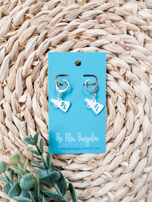 Mini White Megaphone Earrings