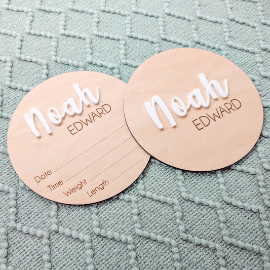Personalized Birth Announcement Set (6" Rounds)