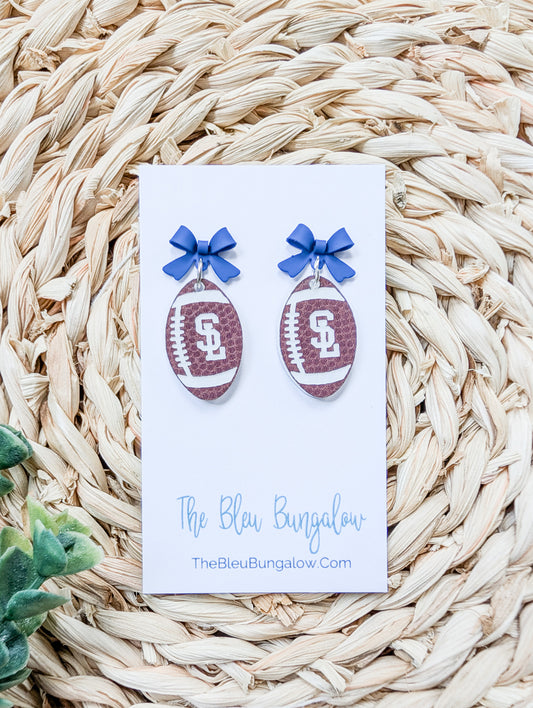 SL Football Earrings w/ Bow Stud