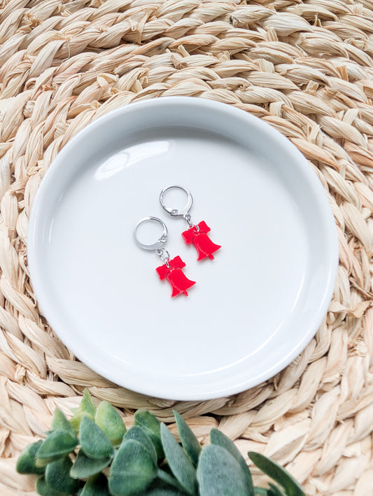 Red Liberty Bell Huggie Earrings