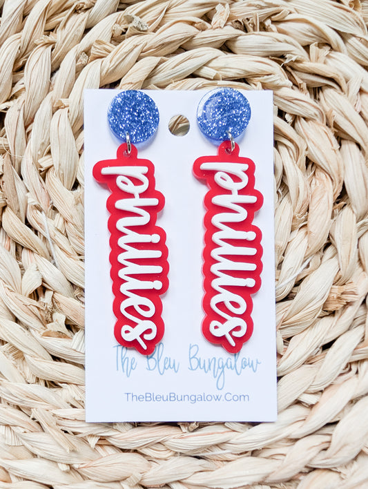 Phillies Acrylic Dangle Earrings