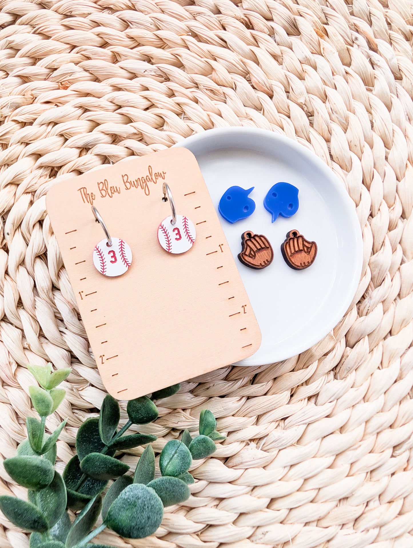 Baseball Charm Earrings – Interchangeable Sports Dangle Earrings with Baseball Number, Gloves & Helmets – Team Spirit Jewelry