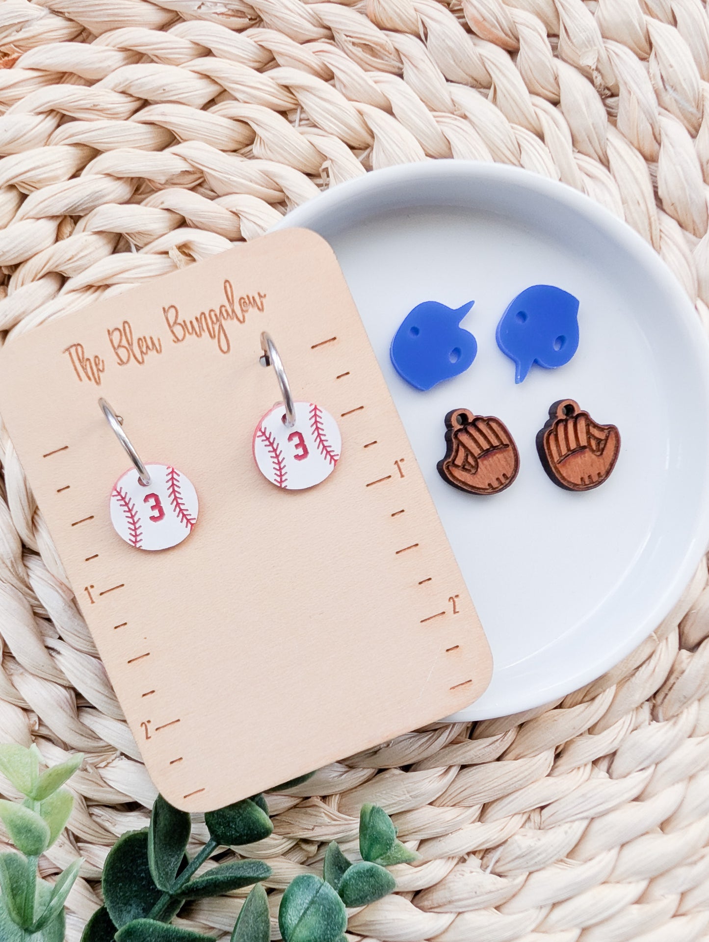 Baseball Charm Earrings – Interchangeable Sports Dangle Earrings with Baseball Number, Gloves & Helmets – Team Spirit Jewelry