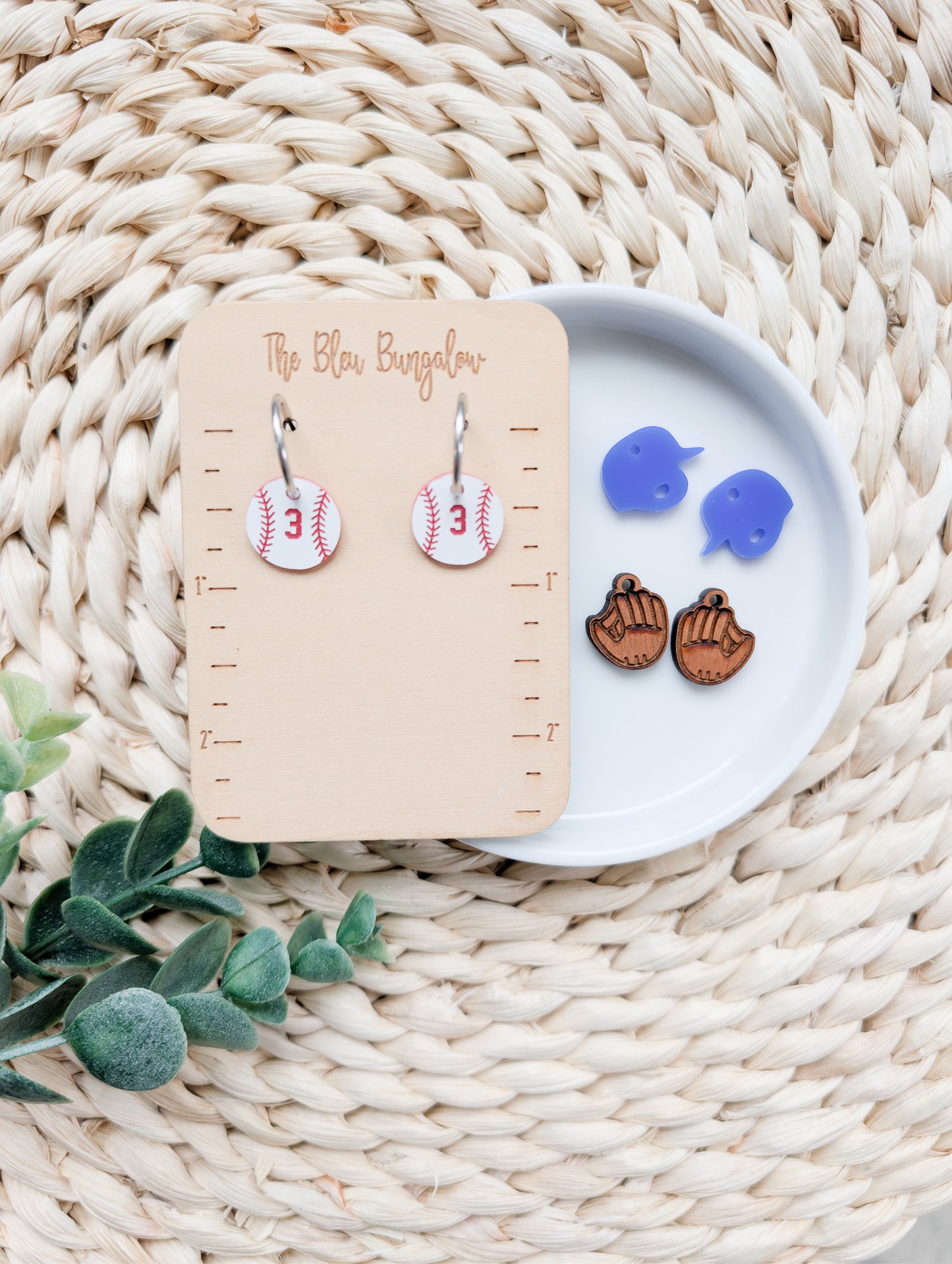 Baseball Charm Earrings – Interchangeable Sports Dangle Earrings with Baseball Number, Gloves & Helmets – Team Spirit Jewelry