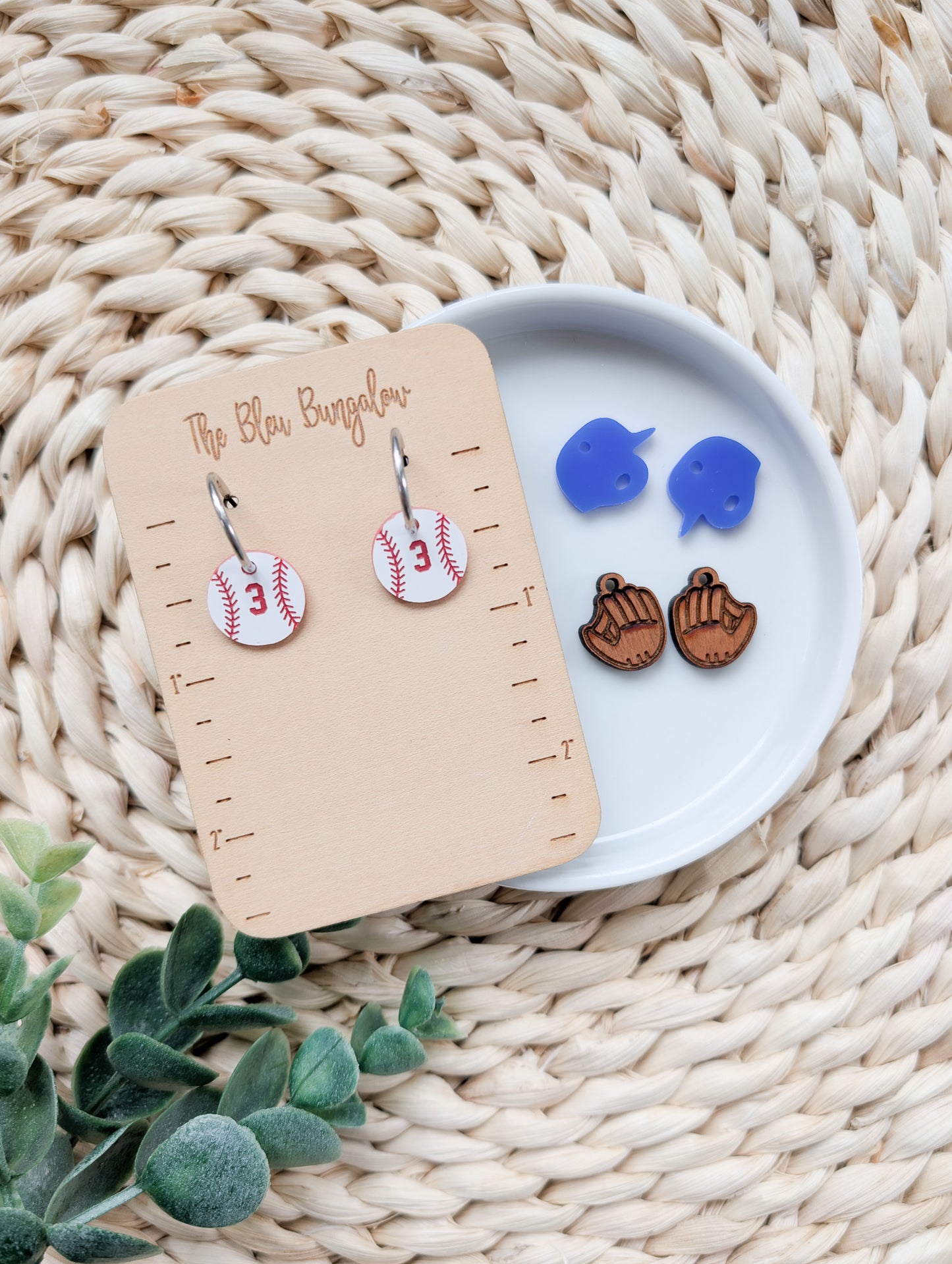 Baseball Charm Earrings – Interchangeable Sports Dangle Earrings with Baseball Number, Gloves & Helmets – Team Spirit Jewelry