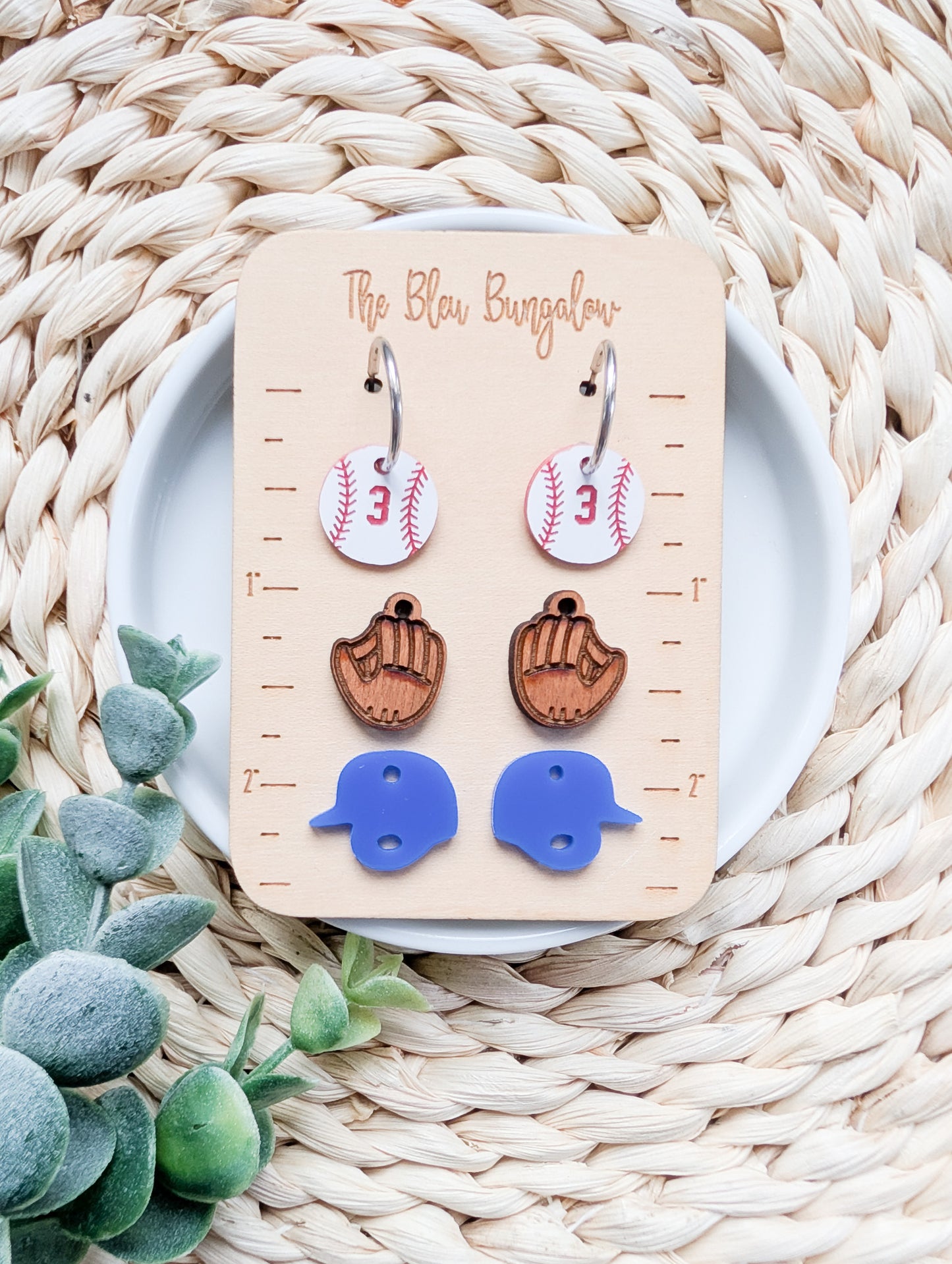 Baseball Charm Earrings – Interchangeable Sports Dangle Earrings with Baseball Number, Gloves & Helmets – Team Spirit Jewelry
