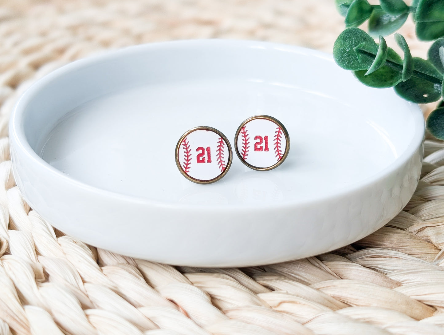 Custom Baseball Number Stud Earrings